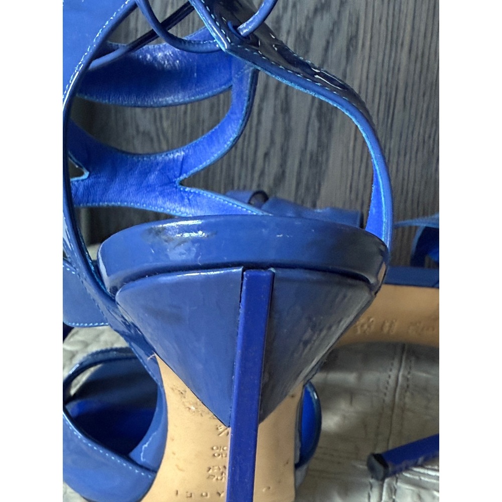 Casadei Women Blue‎ Patent Leather Gladiator Lace Up Stiletto Heels 9.5 B Italy - Picture 9 of 12